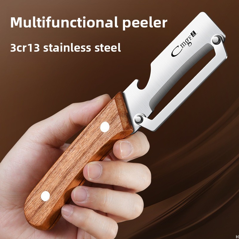 Oud Wood Chip - Pengupas stainless steel dengan gagang kayu