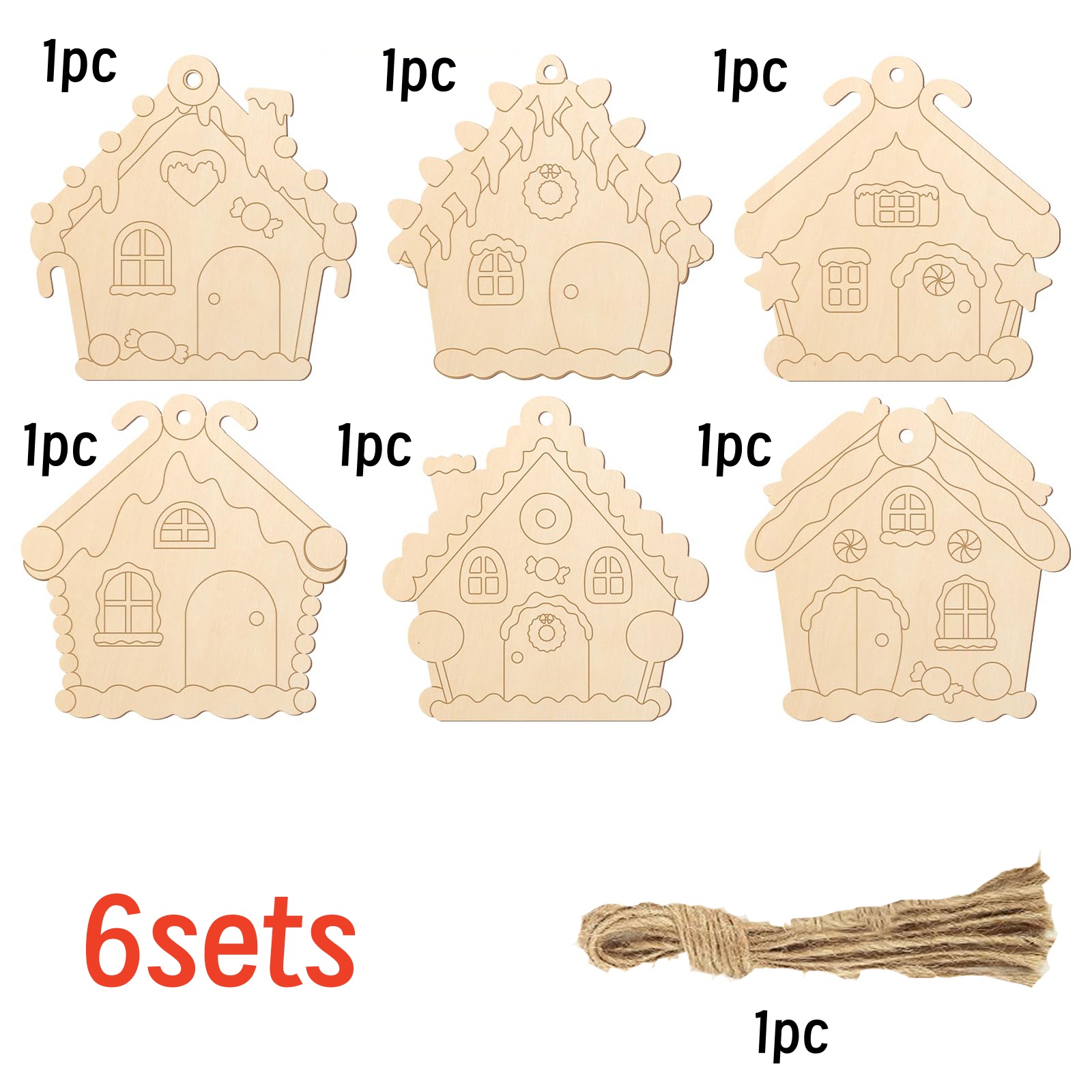 6Set Ornamen Natal Kayu Keraji - Oud Wood Chip ulasan dan harga