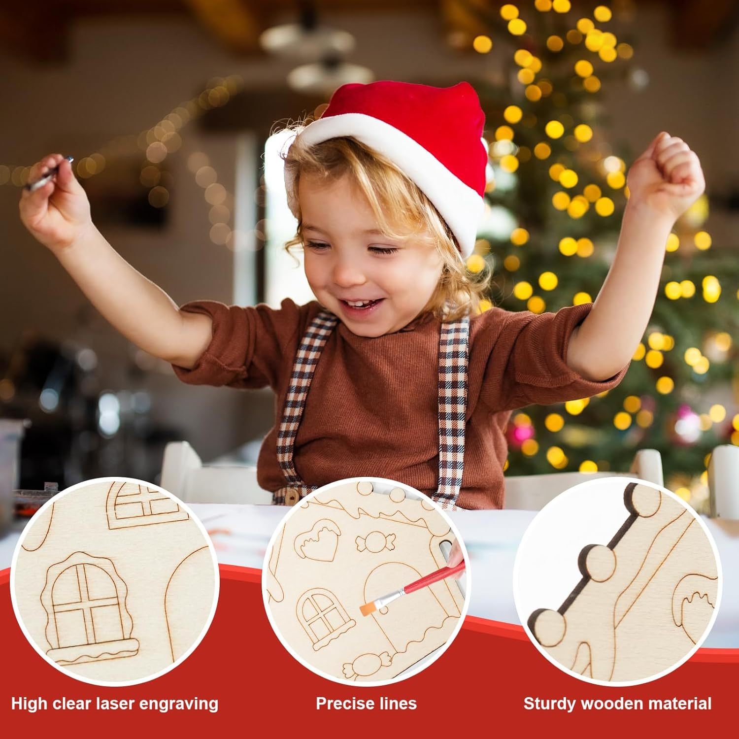 6Set Ornamen Natal Kayu Keraji - Oud Wood Chip ulasan dan harga